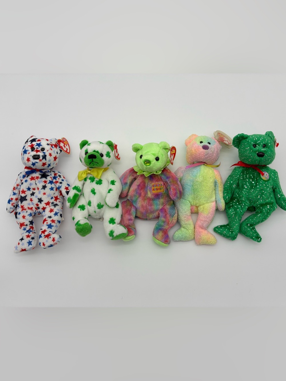 Vintage Ty Beanie Babies Lot of 5 Bears Glory Clover August 1990s 2000s